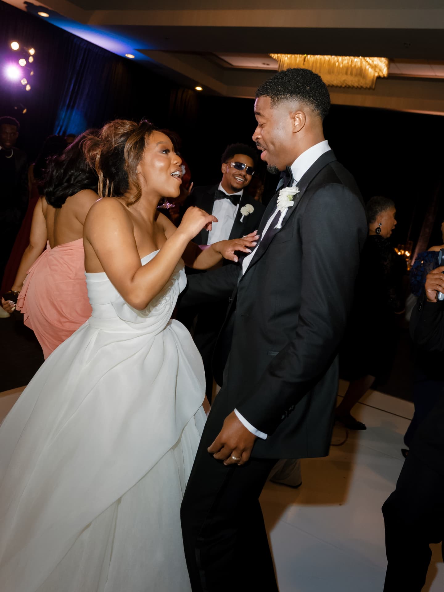 Newlyweds dancing at their wedding reception with DMC Entertainment